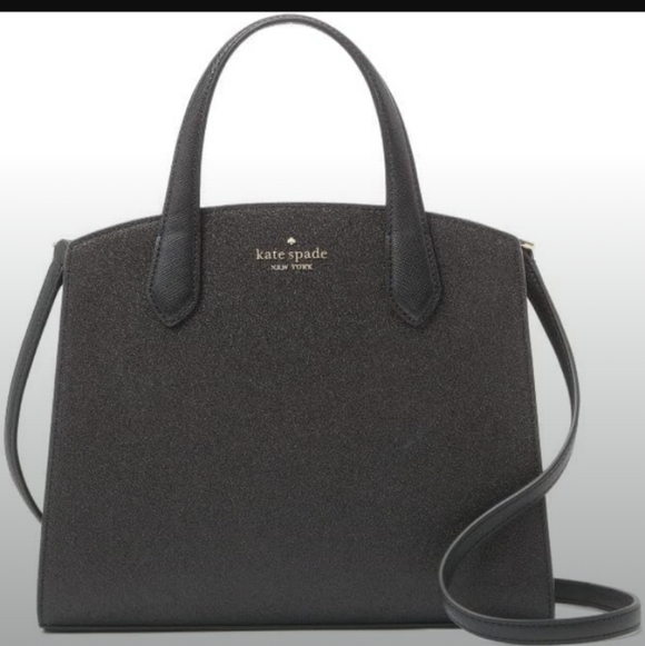 Kate Spade-Tinsel Glitter Satchel-Crossbody Bag (Black ♠️) - Picture 2 of 9